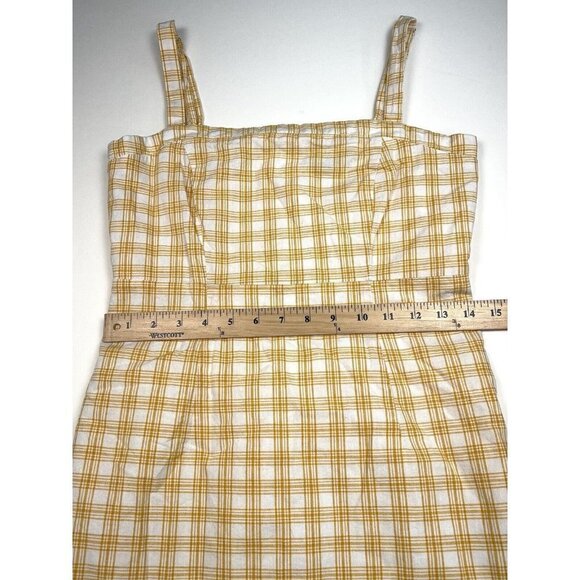 FOREVER 21 Womens MEDIUM Yellow Plaid Lined Sheath Strappy Mini DRESS EUC - Picture 5 of 8